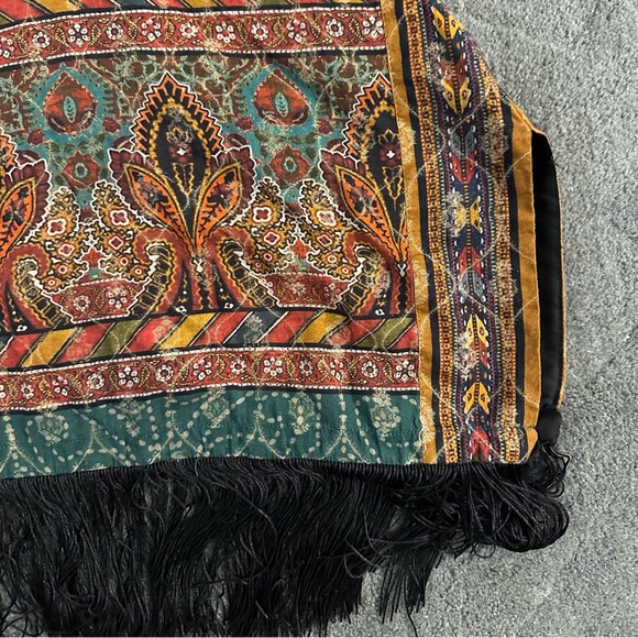 Limelight Pakistan Kurta Top Cotton Self Print Fringe Border Size M Black/Multi - Picture 9 of 12